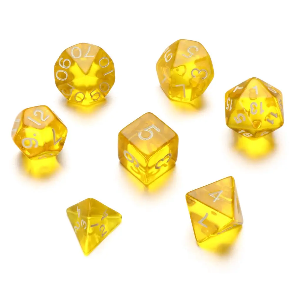 7Pcs/Set Polyhedral 7-Die Dice Set Game Dice For TRPG DND Accessories D4 D6 D8 D10 D12 D20 Dice For Board Card Game Math Games