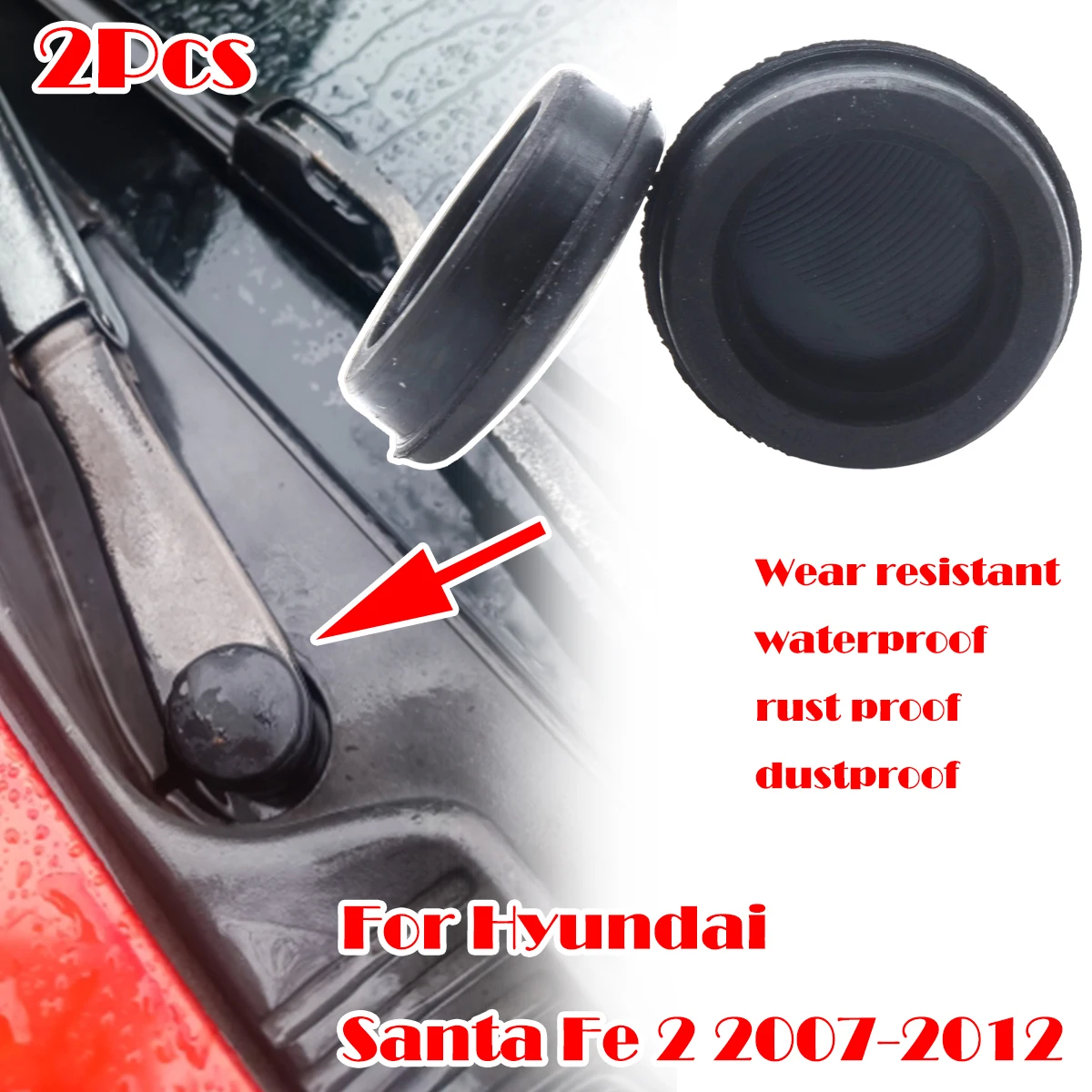 

2/4pc For Hyundai Santa Fe 2 07-12 Inokom Front Windshield Window Wiper Blade Arm Rocker Bolt Rubber Cap Cover Replacement parts