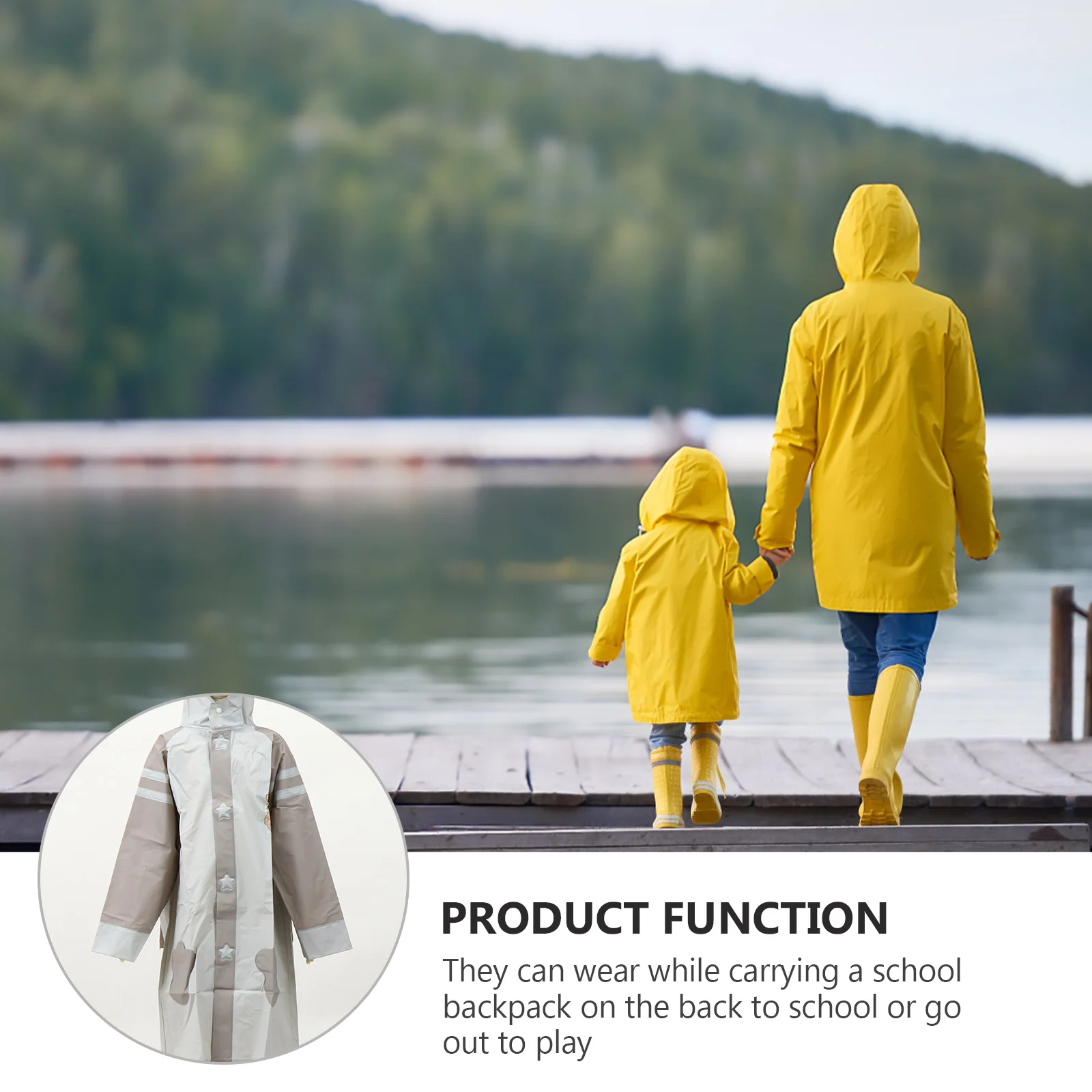

Kids Raincoat Children EVA Students Lightweight Portable Reusable Waterproof Poncho Bright Safety Outdoor Camping Hiking School