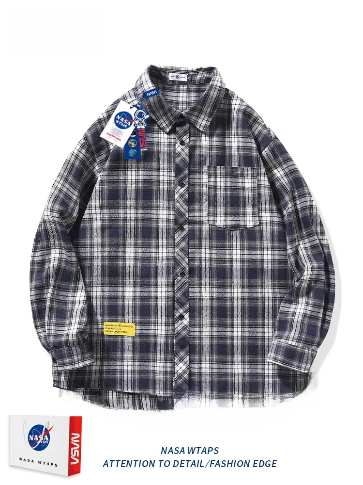  Wtaps Retro Plaid Long sleeve Shirts Men's Spring and Autumn Japan fashion Korean Sle Trendy Casual Hong Kong Sle Sh...