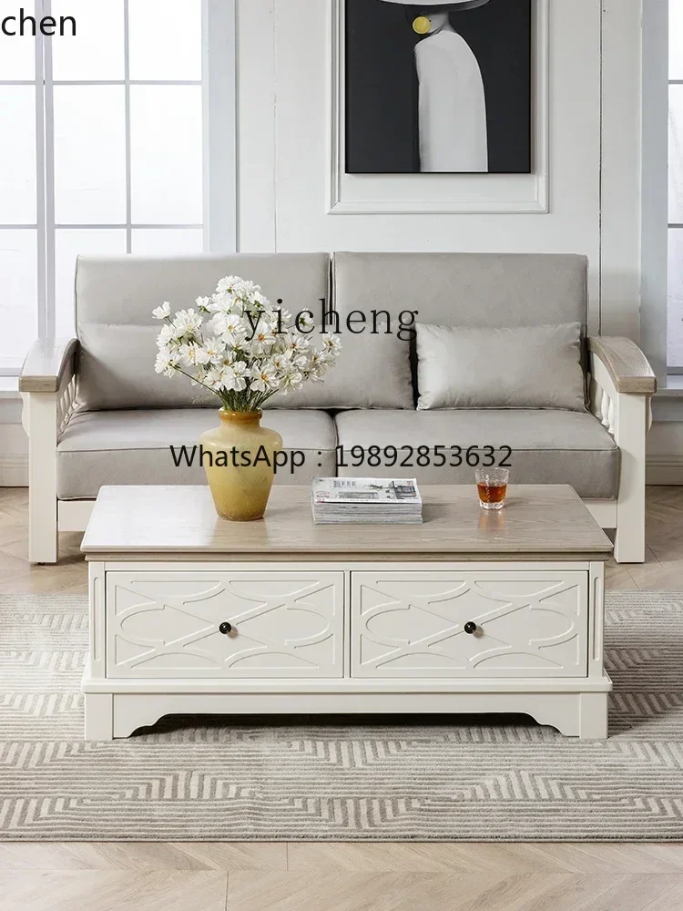 YFY solid wood sofa with tow all solid wood small apartment living room fabric sofa can be fully dismantled and washed sofa bed