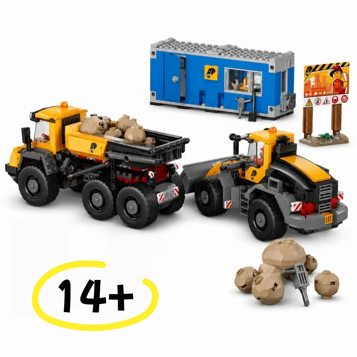 New In Stock 1132PCS Yellow Loading Truck And Tipper Truck Building Blocks Assembly Brick Vehicle Model Toy Birthday Gift