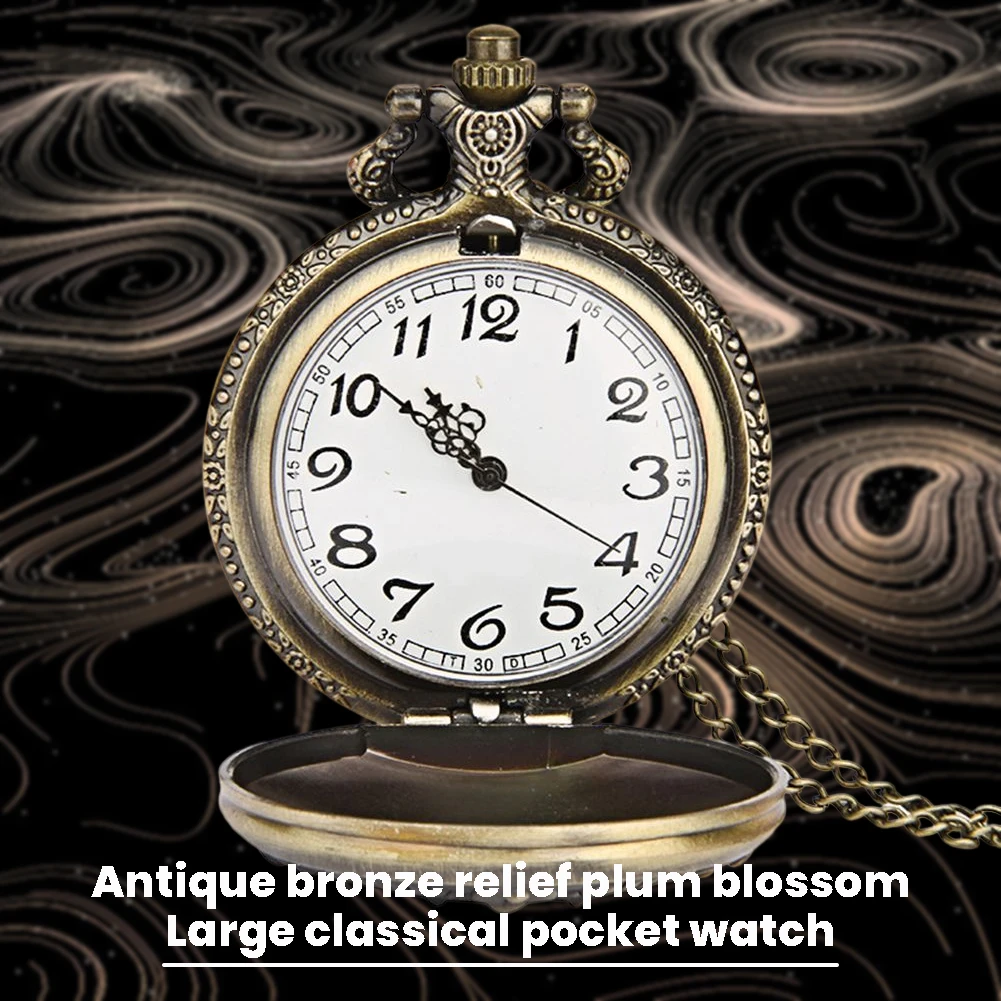 Nostalgics Plums Embossed Pocket Watches Personalized Necklace Chain Watches Gift for Birthday Anniversary