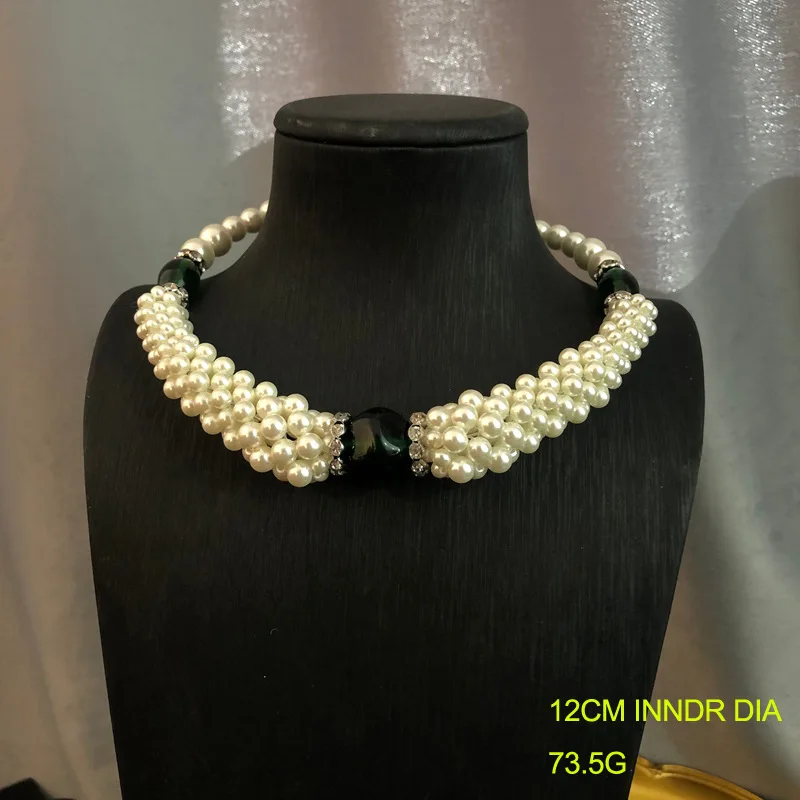 Fashionable Hand-woven Pearl Elegant Temperament Necklace Retro and Exquisite High-end Collar Jewelry