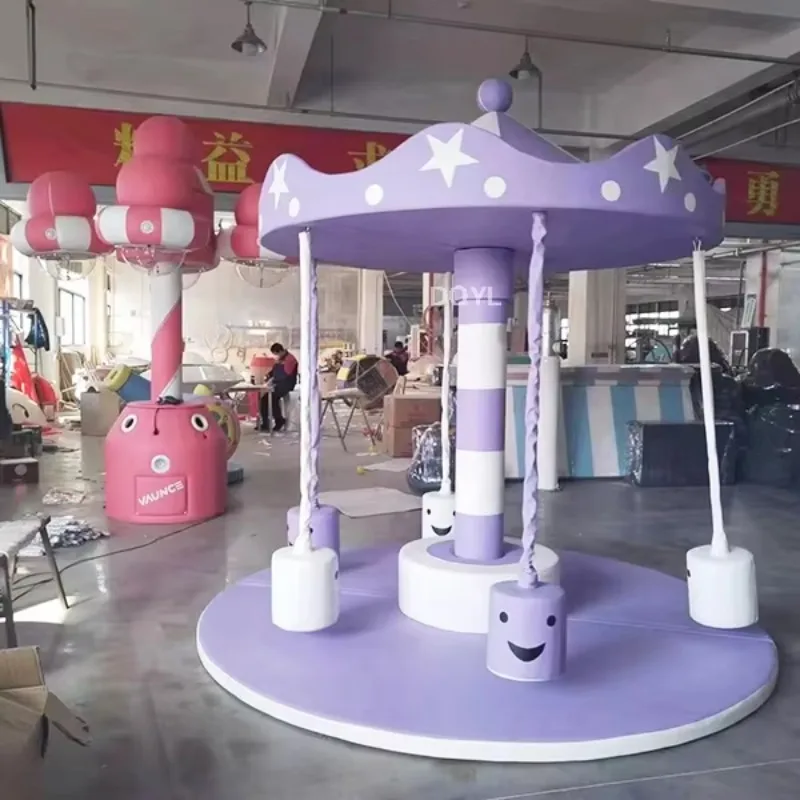 Custom Design  Carousel Merry Go Indoor Kindergarten Playground Soft Play Kids Equipment Kid Soft Play