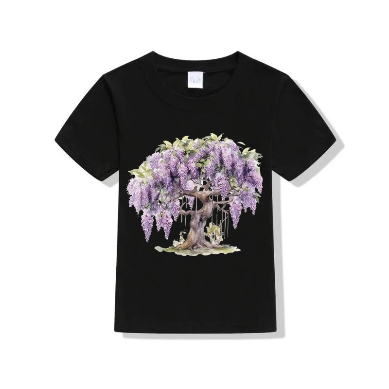 25cmBouquet Wisteria Flower Iron On Heat Transfer Sticker For Clothes DTF Pinted Vinyl Thermal Appliques Washable T-Shirt Decal