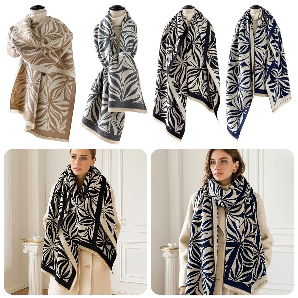 

Luxury Imitation Cashmere Scarf Versatile Warm Jacquard Shawls Thick Windproof Poncho Scarves