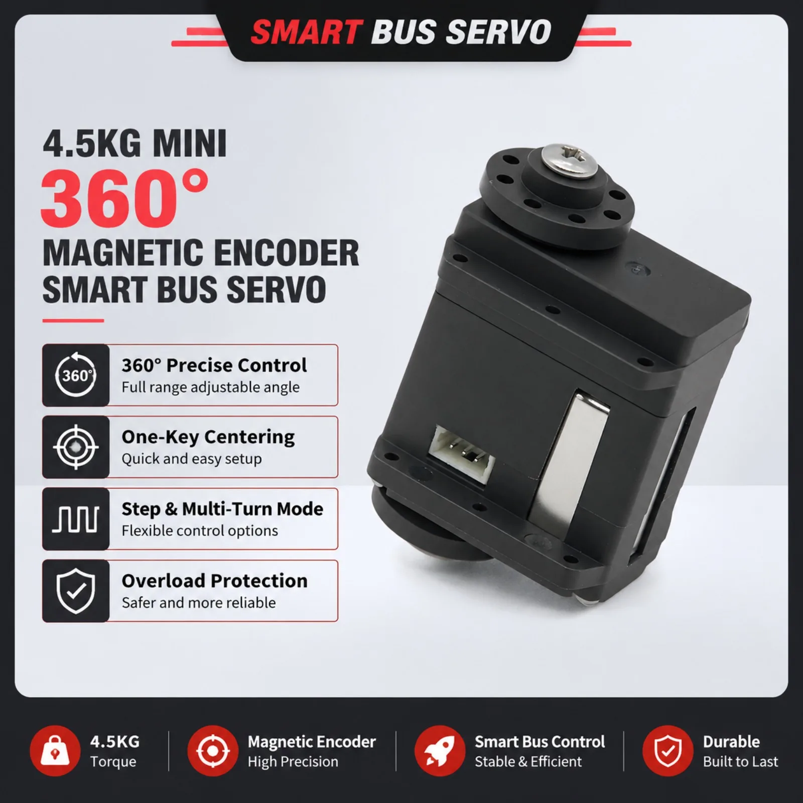 Feetech ST3036 Dual Shaft 4.5KG Metal Gear Bus Servo 360° Magnetic Encoder 6V TTL Serial Servo For Robot Model