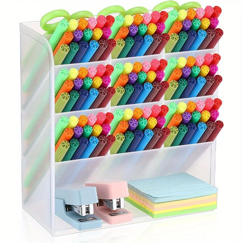 1PC 13Grids Pen Holder Storage Rack, Pencil Markers Organizers Stationery Pencil Crayon Accessories Office School Desk Desktop