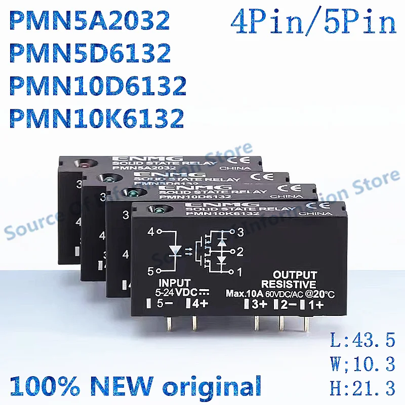 1PCS PMN5D6132 5A2032 5A 3~32VDC Voltage Small SSR Solid State Relay PMN10D6132 10A 5-24V 100% New