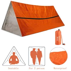 2 Person Emergency Shelter Bivy Survival Tent Kit Mylar Tube Tent Sleeping Bag Waterproof Outdoor SOS Thermal Blanket Reusable