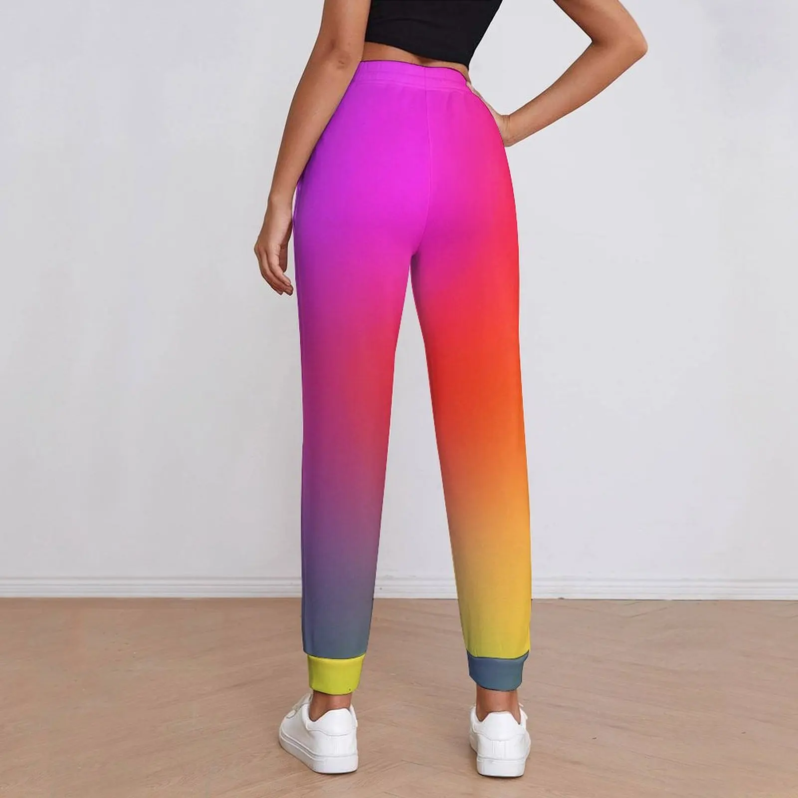 Abstract Rainbow Pants Women Gradient Print Street Fashion Sweatpants Spring Elegant Custom Trousers Big Size 2XL