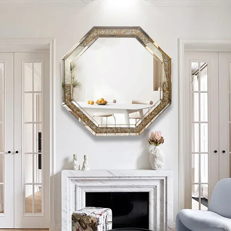 European-style light luxury broken diamond glass mirror, toilet, hotel bathroom cabinet, mirror, living room, entrance, makeup m