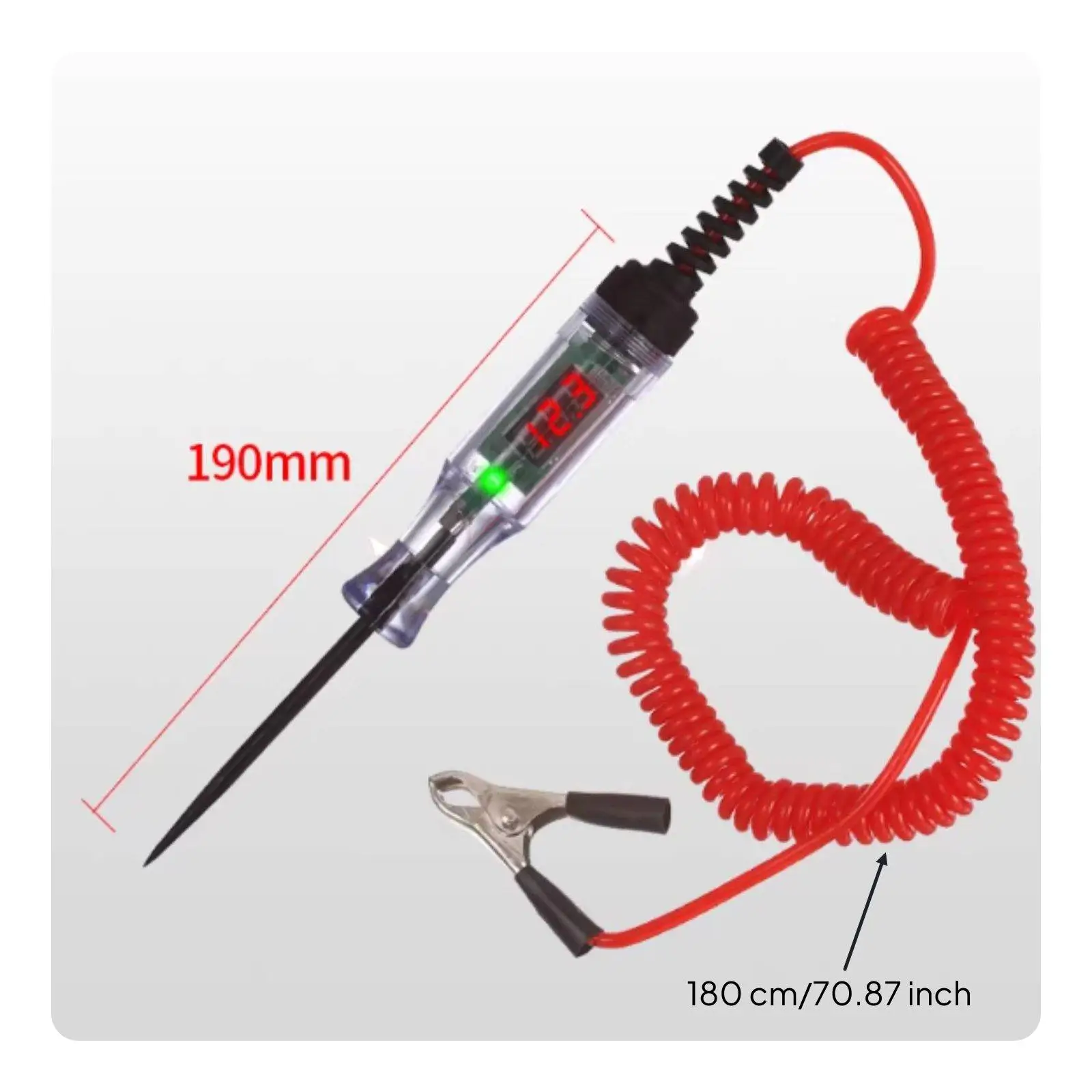 Vehicle Circuit Probe Tester Pen LED Red Green Polarity Light for Battery Fuse Check on Car Truck Motorcycle