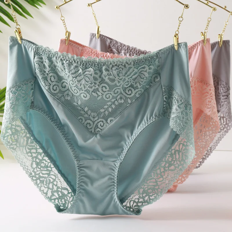 Plus Size Women Panties Soft Daily High Waist Underpants 55-105kg Knickers Ultrathin Breathable Ice Silk Briefs Underwear A30