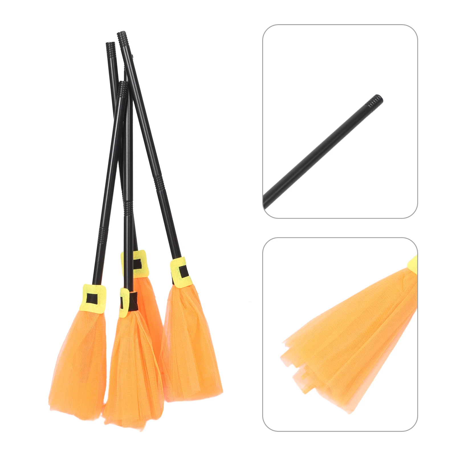 

4Pcs Halloween Witch Broomstick Kids Orange Lightweight Durable Mesh Wizard Costume Prop Party Decor Indoor Outdoor