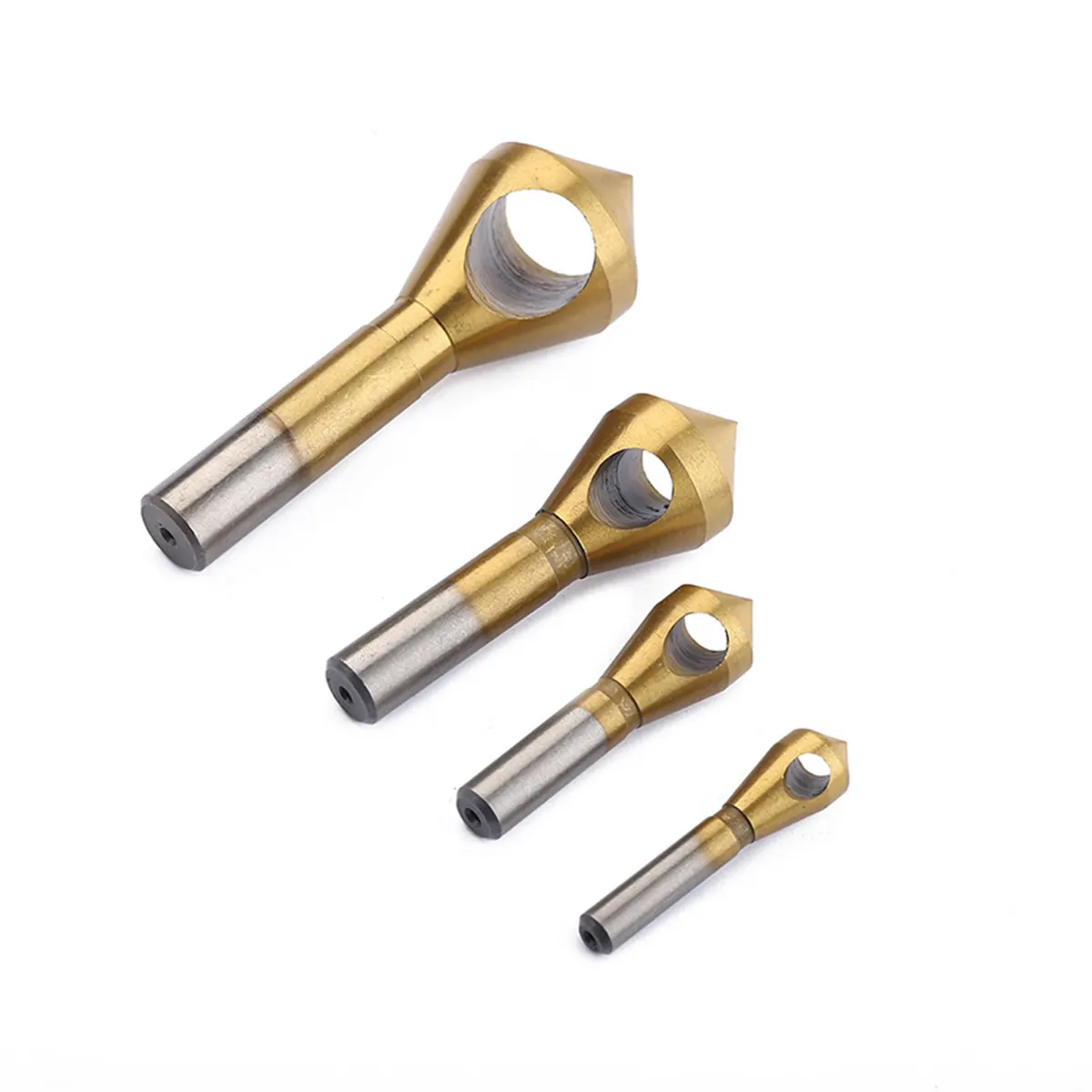 

4 pcs Titanium Coated Single End Countersink Drill Bit For Chamfering Deburring Cone Hole Plastic Aluminum Copper Stainless
