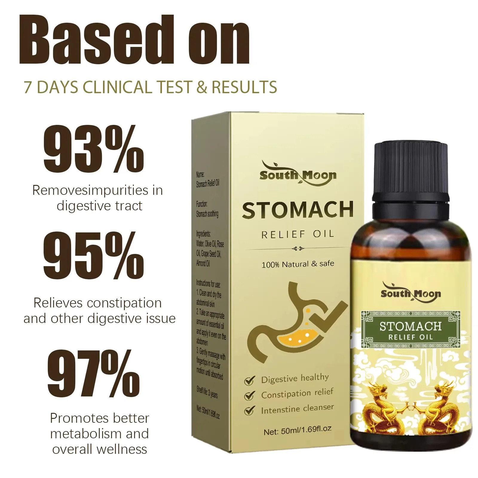 Tuhopeta Stomach Relief Oil Relieve Indigestion Stomachache Bloating Treat Gastritis Improve Bad Breath Herbal Detoxification