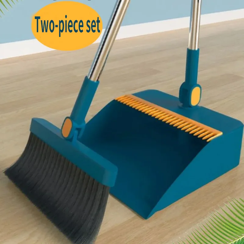 Two piece broom set, three color dustpan combination, household sweeping broom, folding broom, wiper, dustpan, garbage shovel