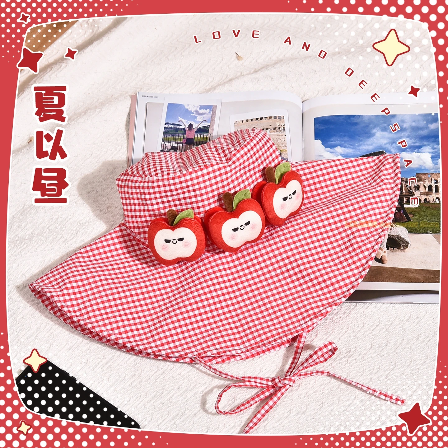 

Caleb Love and Deepspace Caleb Peripheral Cosplay Cartoon Red Sun Protection Fisherman Hat Apple Cap Birthday Gift