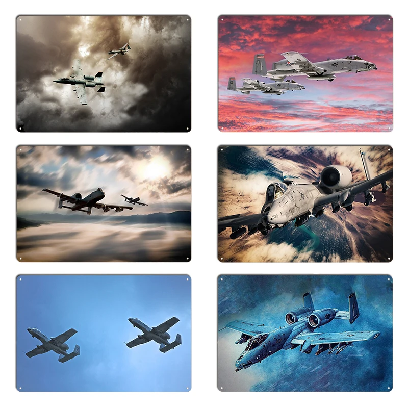 Air Force A-10 Thunderbolt II aircraft A-10 flight with wingman Metal Plaque Wall Decor Designer Custom Cinema Tin Sign Poster