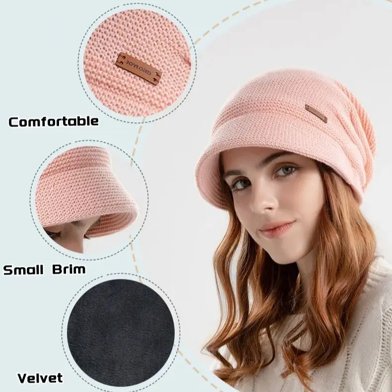 Winter Velvet Stacked Hat Women's Outdoor Warm Hooded Hat Wide Brim Show Face Small Ear Protection Fashion Moon Hat