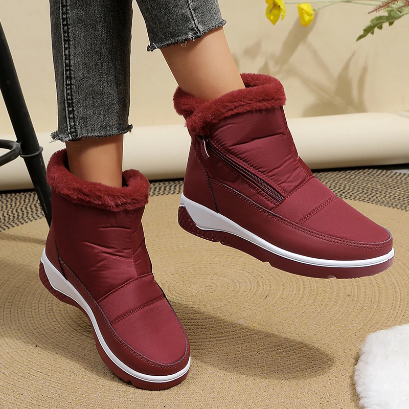 Lucyever Winter Down Waterproof Snow Boots Women Warm Thick Plush Ankle Booties Woman Non Slip Thick Bottom Cotton Shoes Female