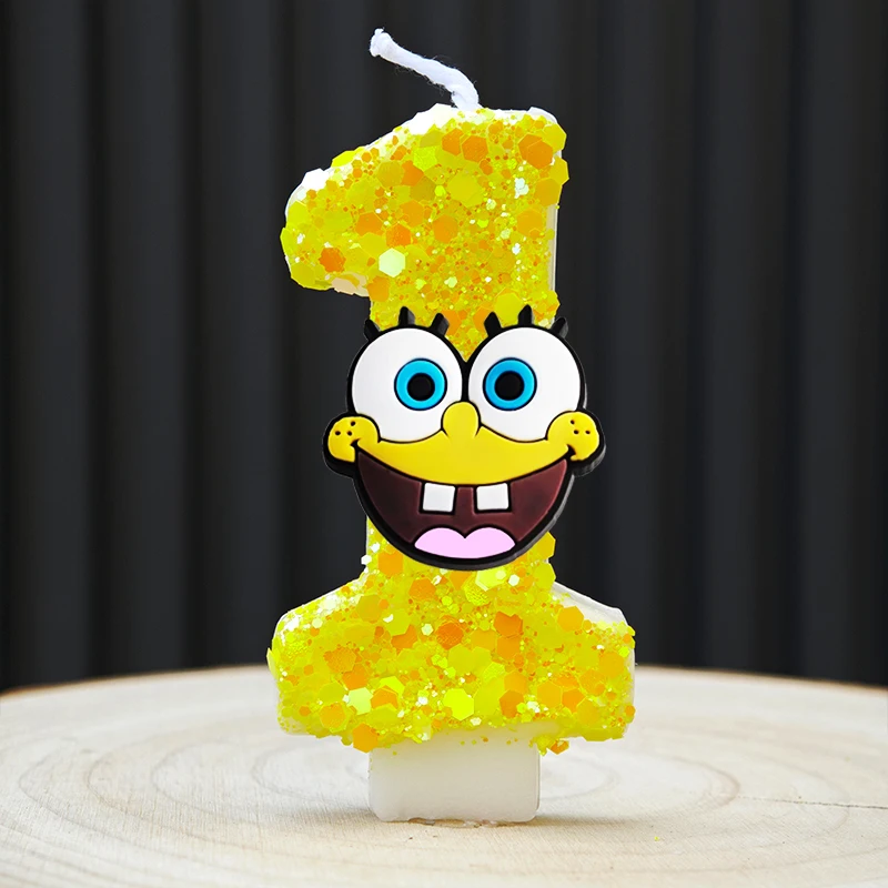 SpongeBob SquarePants Cartoon Birthday Candle Character Shaped Cake Candles For Kids Birthday Party Cake Decoration Supplies - view 3
