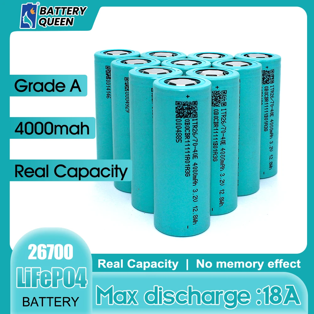 

18650 26700 Battery 4000mAh 3.2V Rechargeable Lifepo4 Battery Pack 3000 Cycles For Headlamp Flashlight