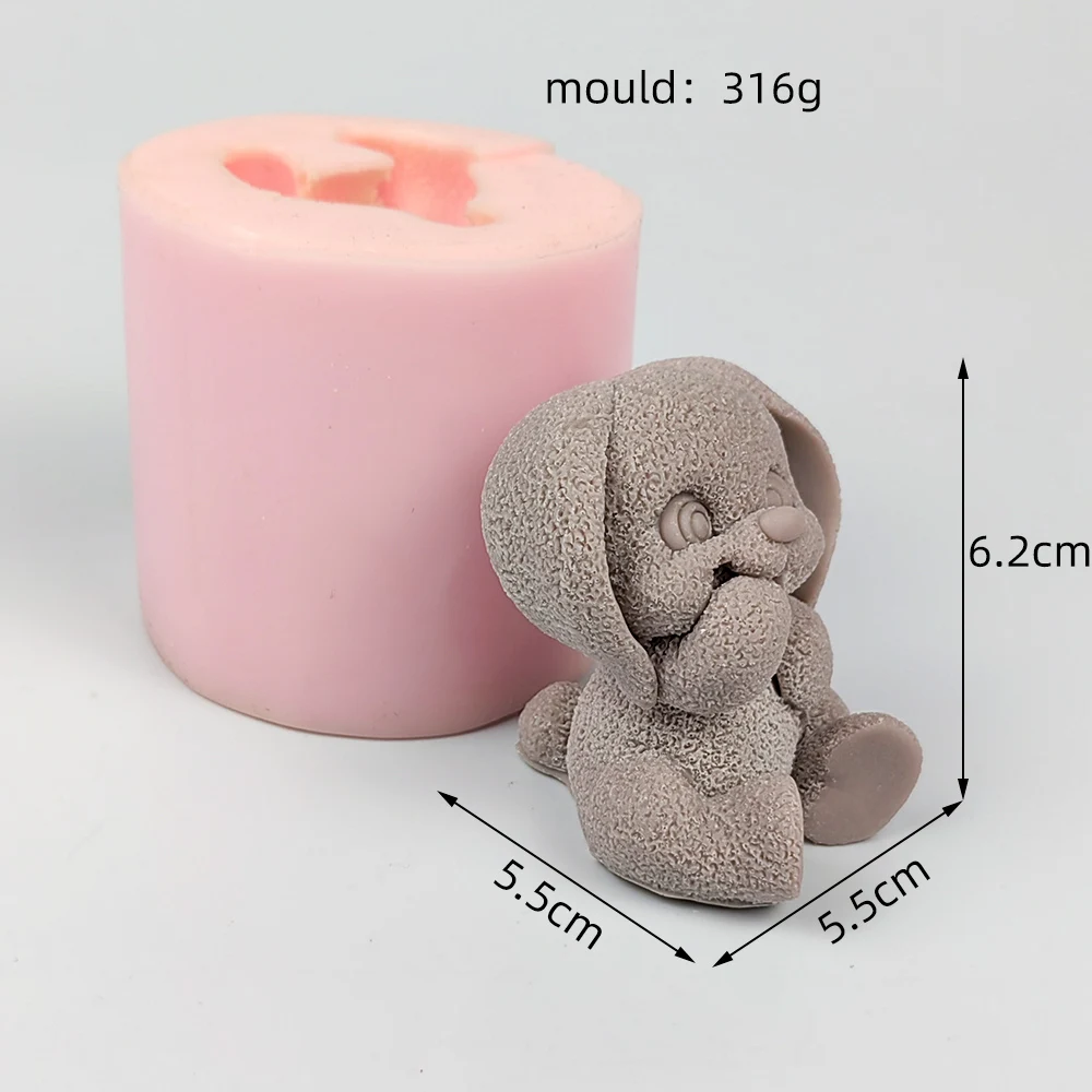 DW0413 PRZY 3D Lovely Cover Mouth Laugh Rabbit Bunny Moulds Silicone Candle Mold Soap Molds Animals Wedding Birthday Valentine\'s