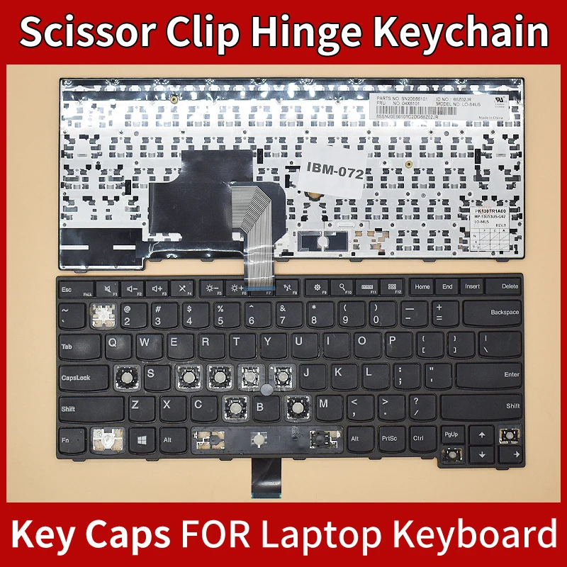 Tampa de Tecla de Reposição com Clipe Tesoura e Dobradiça para ThinkPad Lenovo E470 E470C E475 FRU 01AX040, Dobradiça de Tecla Retroiluminada