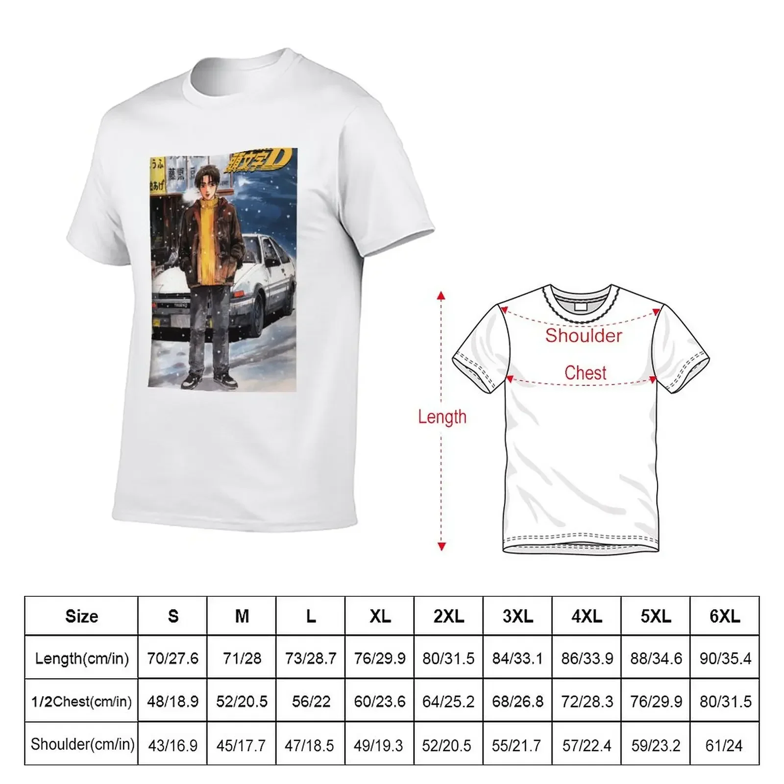 Initial D Manga Takumi Fujiwara Snow T-Shirt Short sleeve tee Aesthetic clothing t shirts men