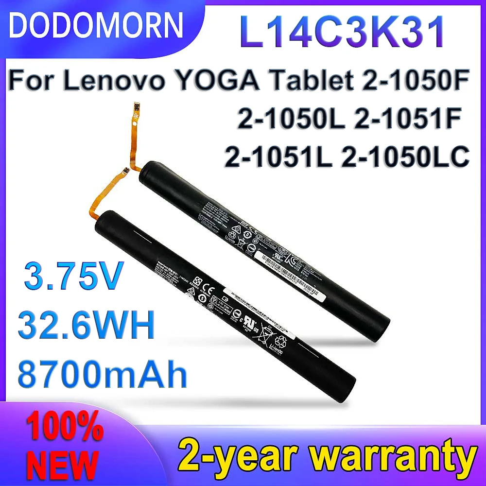 DODOMORN New L14C3K31 Battery For Lenovo Yoga Tablet 2 1050L 1050F 2-1050F 2-1051F 2-1050L 2-1050LC 2-1051L Yt2-1050 In Stock