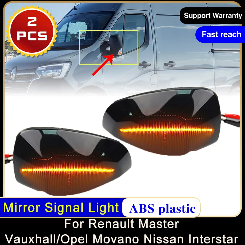 For Renault Master MK3 Vauxhall/Opel Movano Nissan Interstar NV400 2010~2023 LED Dynamic Blinker Signal Light Mirror Indicator