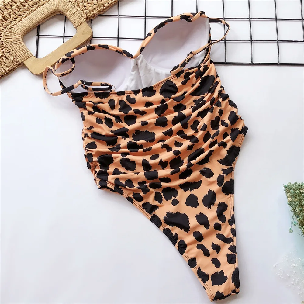 Leopard Print Push Up Swimwear One Piece Sexy Swimsuit Women 2026 Ruchd High Cut Bathing Swimming Suit Wear Monokini Beach Wear