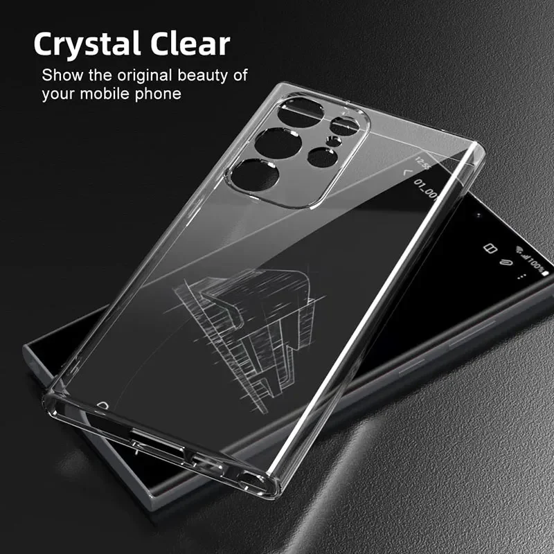 

Original Silicone Transparent Case For Samsung Galaxy S23 FE S24 Ultra Plus Soft Ultra Thin Back Carcasa Cover Coque Funda Shell