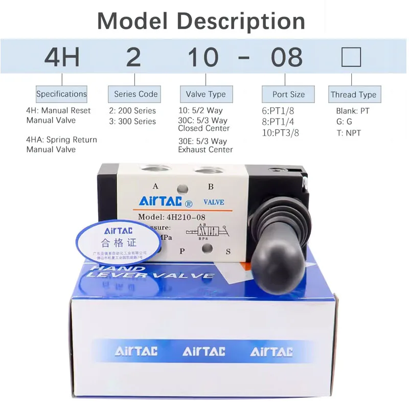 AirTAC Original Pneumatic Manual Valve Lever Valve 4H210 4HA230 4H310 4HA330 Control Air Valve.