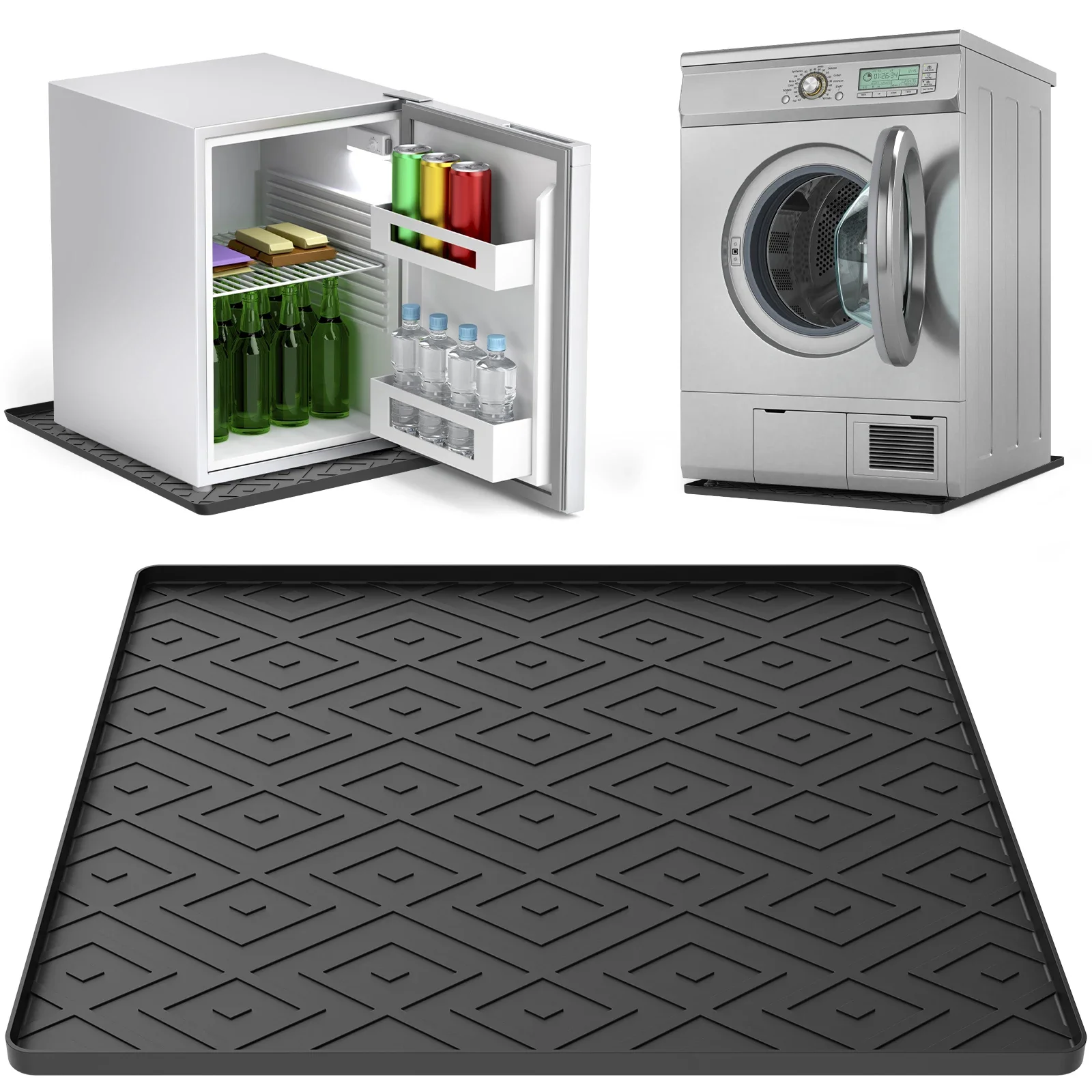 50x50CM Fridge Silicone Mat Non-Slip Drip Pan Raised Edges Anti Scratch Floor Protector For Refrigerator Washing Machine