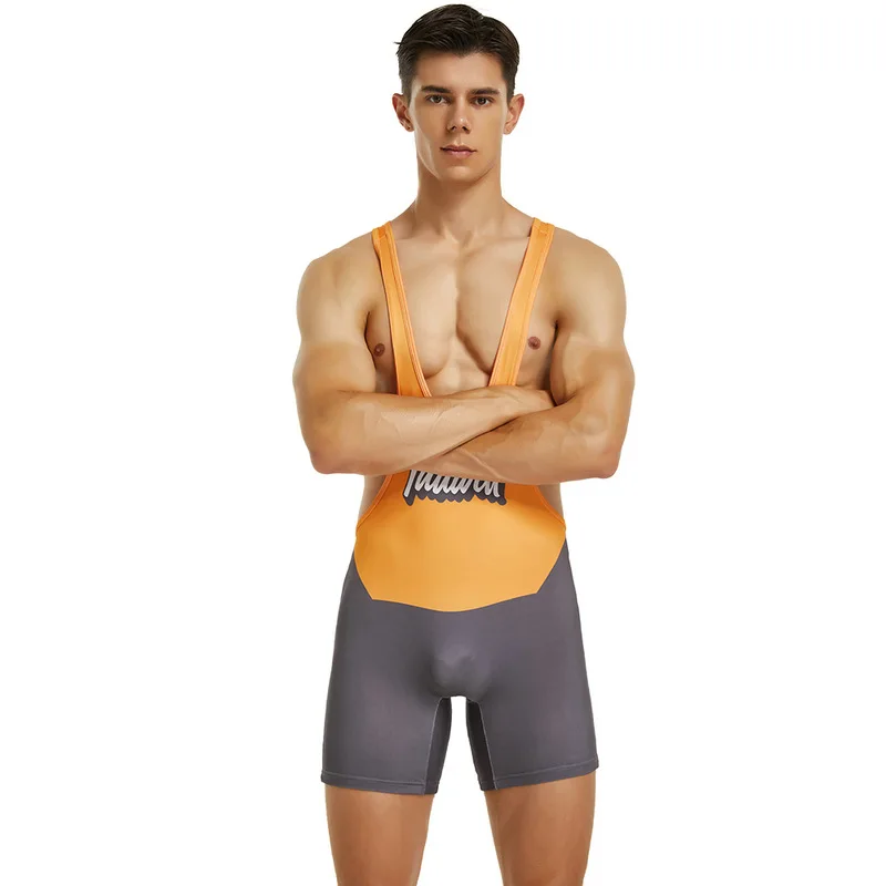 Factory BSR Mens Undershirts Bodysuit Wrestling Singlet Fitness Workout One-piece Vest Bodywear Underwear Bodybuilding Jumpsuit