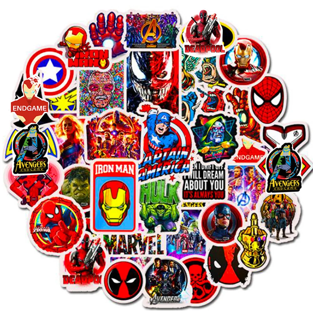 10/30/50PCS Disney Mix Marvel Superheroes Cartoon Sticker DIY Guitar Laptop Luggage Skateboard Graffiti Decals Fun for Kid