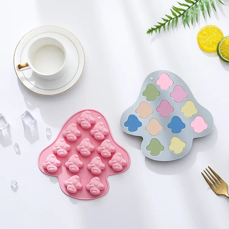 12-hole Mushroom Shape Silicone Mold Fondant Cake Chocolate Mold Ice Cube Cake Mould  Cake Decoration Accessories