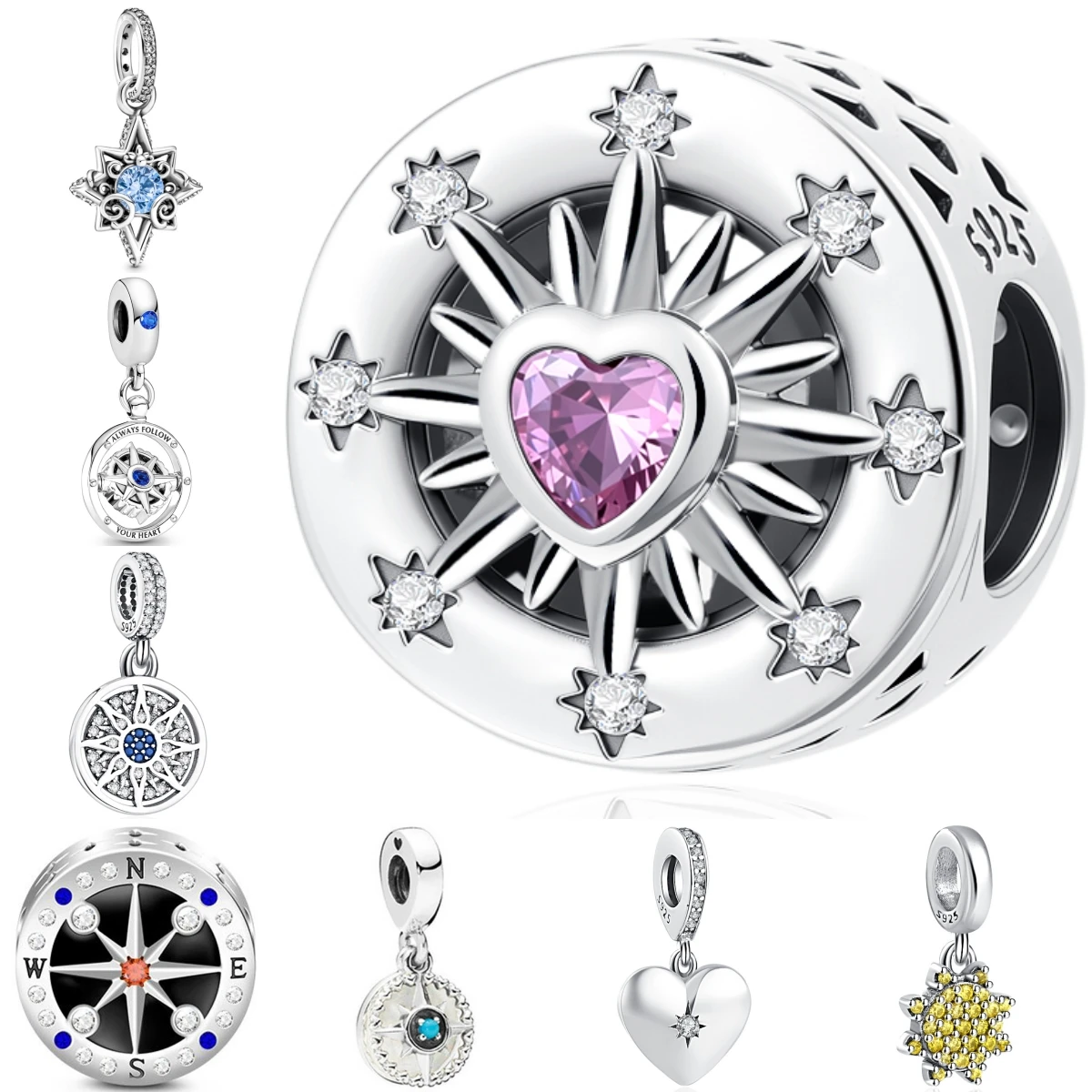 New Beautiful 925 Silver The Sun Starlight Mark Pendant Fit Original DIY Bracelet Necklace Fashion Accessories Gift