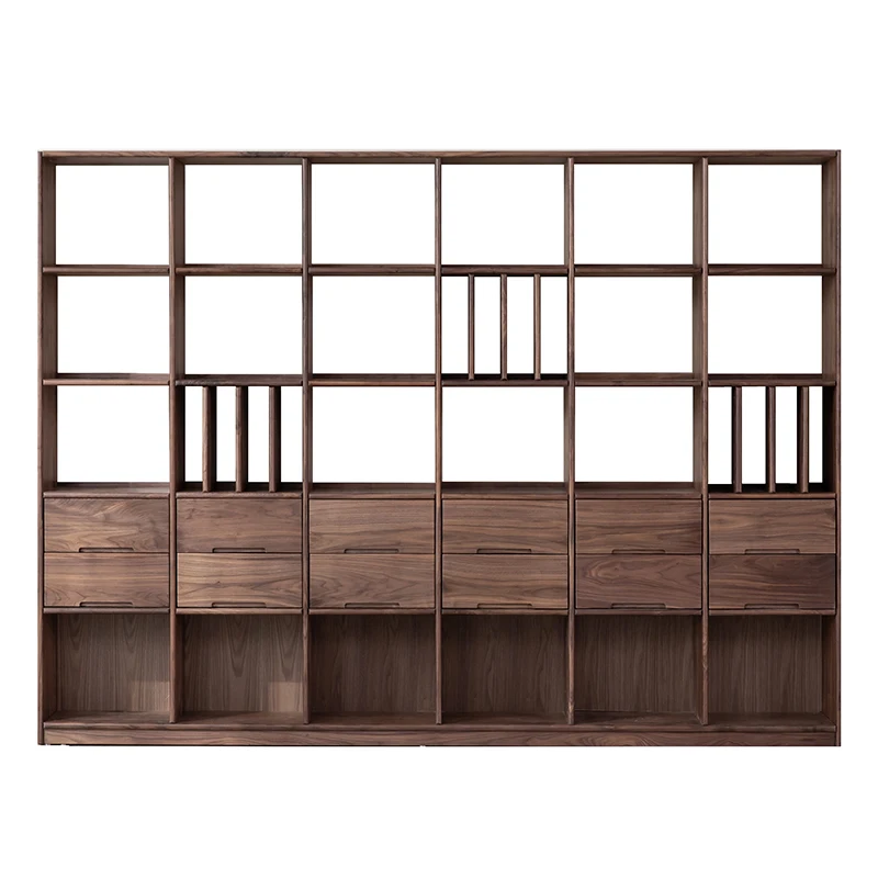 

Nordic solid wood bookshelf floor-to-ceiling oak shelf Japanese-style living room entrance simple bookcase