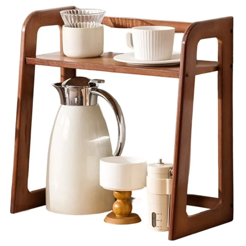 

SHGO-Cup Holder Storage Rack Desktop Doublelayer Coffee Cup Tea Set Storage Cup Rack Coffee Utensil Storage The Table Gift B
