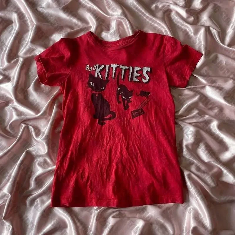 

Женская толстовка Y2K в стиле Cyber Goth с винтажным буквенным принтом, короткий рукав, весна 2026, другие материалы, 100% женский свитер