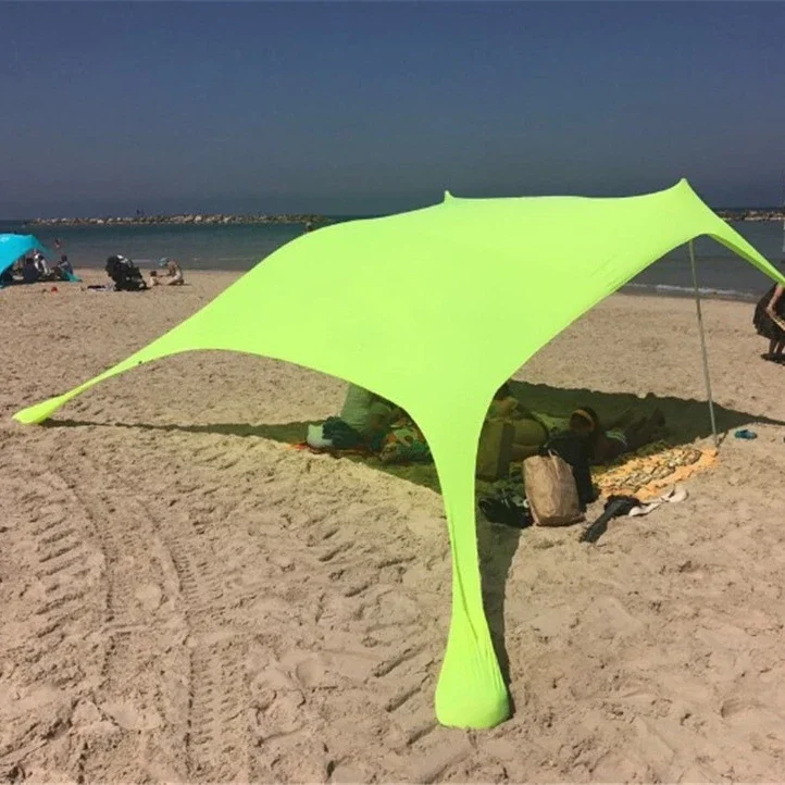 UPF 50+ Light Sunshade Pop Up Beach Tent Beach Sun Shade with Sandbag Anchors and Pegs Beach Sun Shelter Canopy