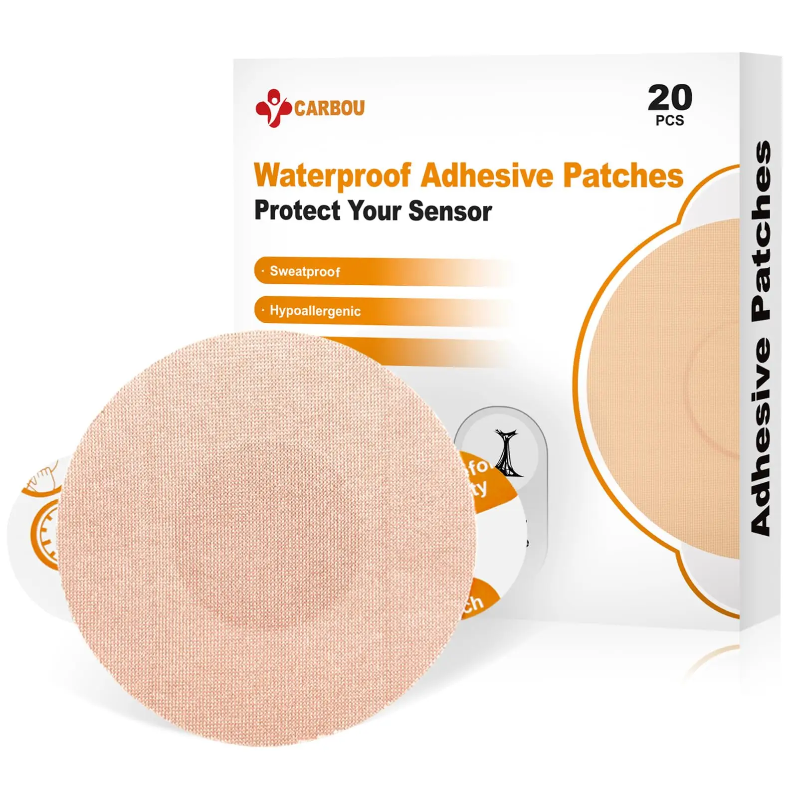 

CARBOU 25pcs/box Waterproof Adhesive Sport Patches Sensor Covers Patch CGM for Running Swimming Long Fixation for Your Sensor