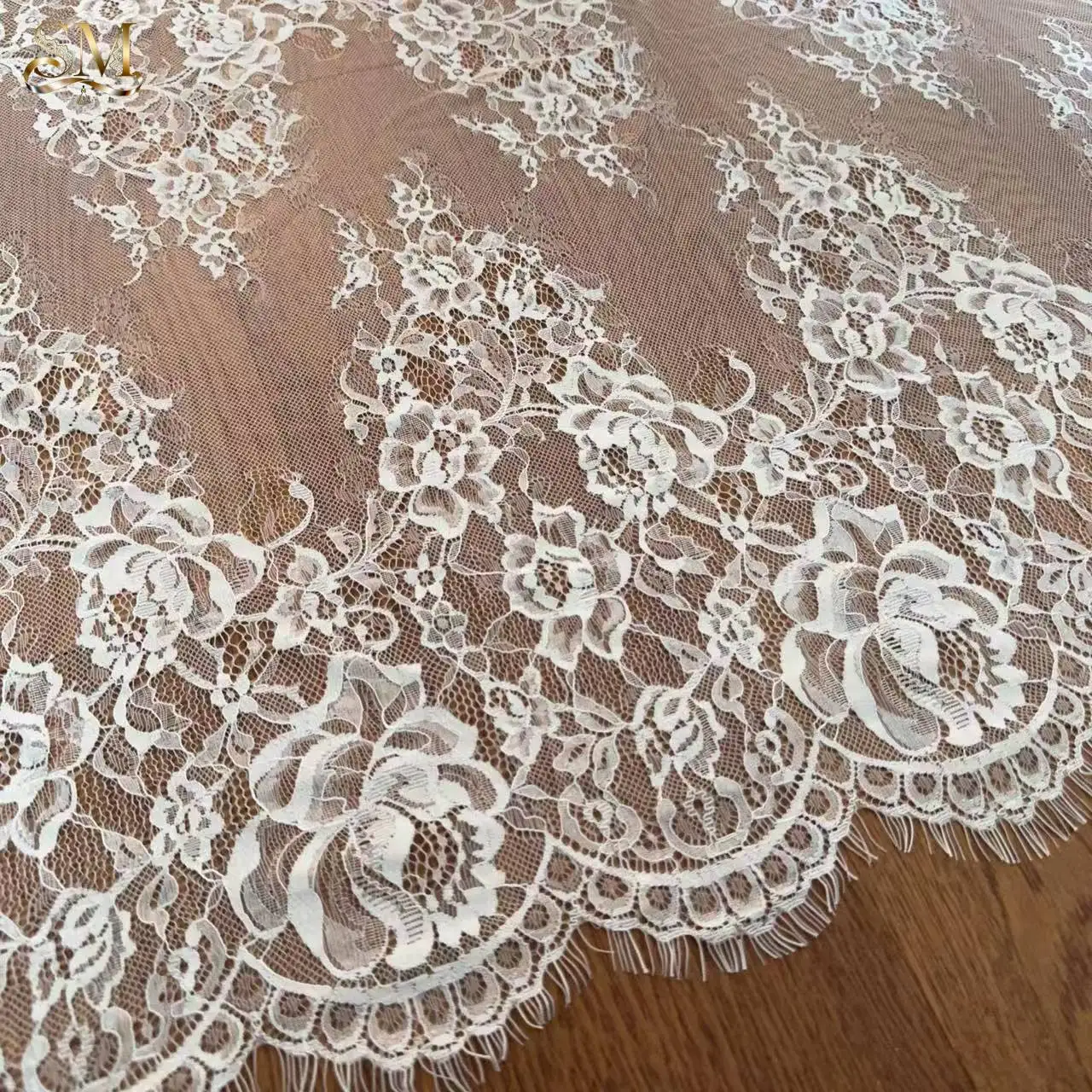 

3 M New High Quality Non Elastic Eyelash Lace Embroidery Lace Fabric Ideal for DIY Wedding Dress Clothing Decoration Accessories