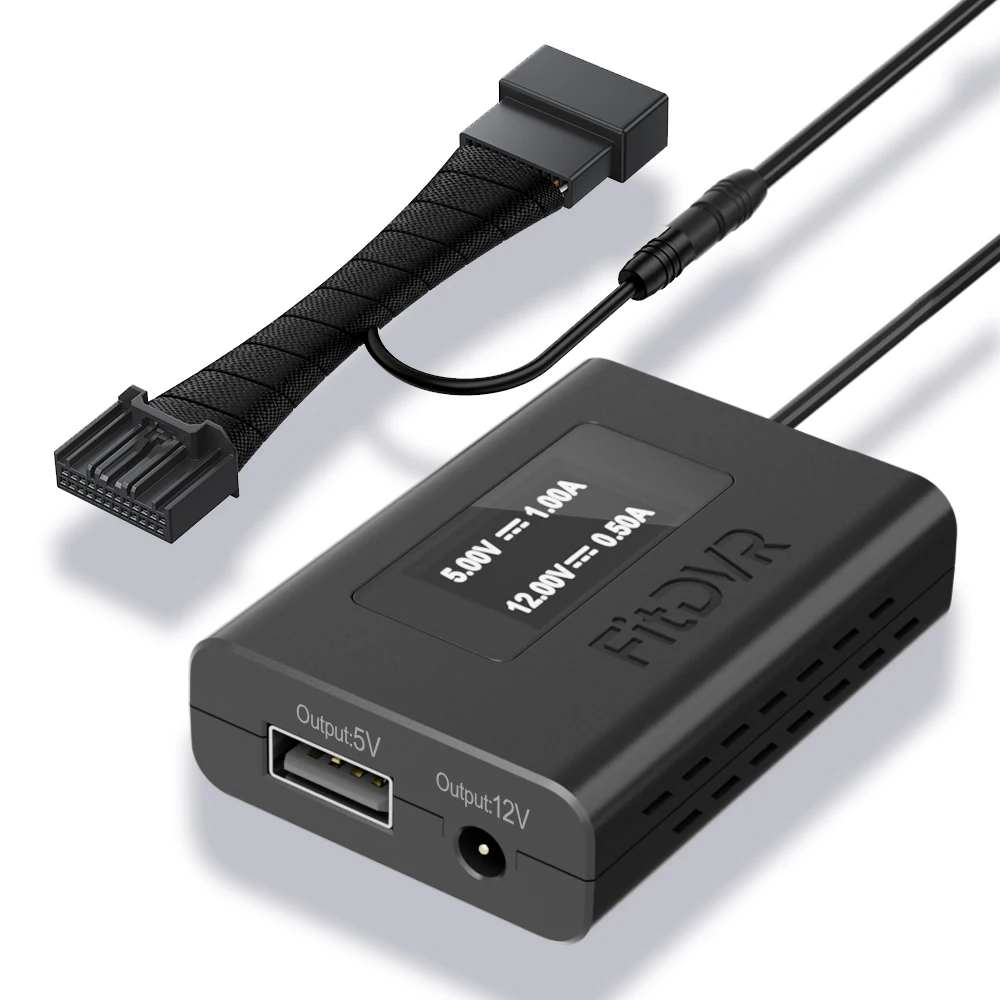 

FitDVR Dash Cam Power Adapter (24-Pin) for Acura RDX 2019 - 2025, Acura TLX 2020-2023, LED Display, USB Power Source, D3-058
