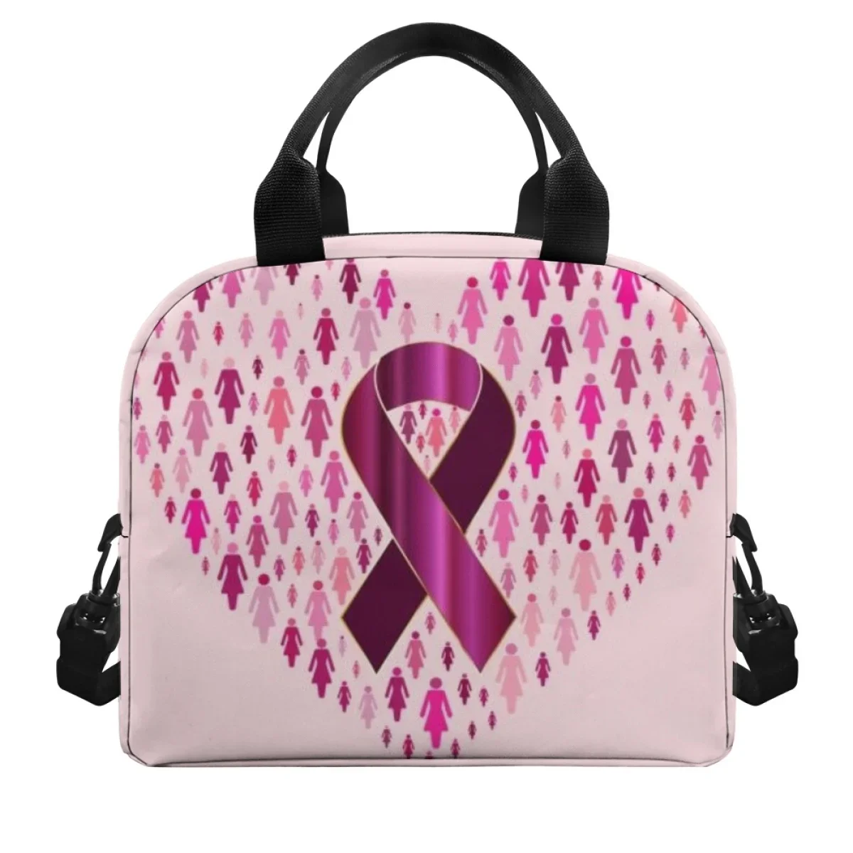 FORUDESIGNS Sac Lunch Pink Cancer Theme Women's Thermal Lunchbox Lightweight Stylish Thermo Cooler Bags Accessories Marmita